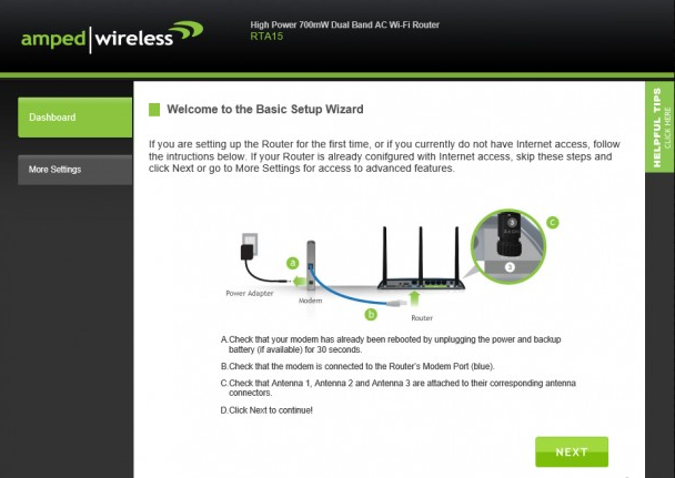 Accessing the Amped wireless router